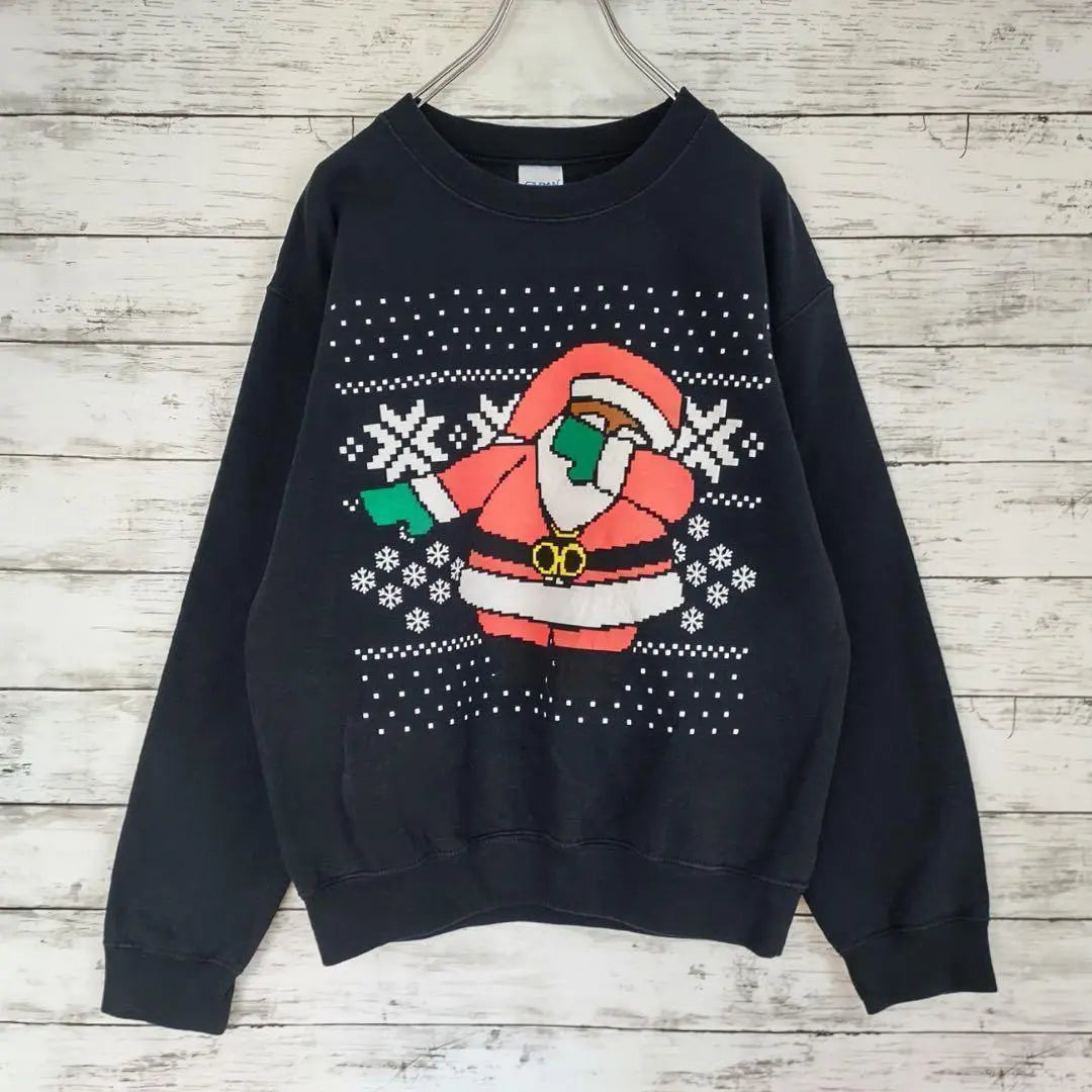 Vintage GILDAN Sweatshirt Santa Christmas Black S