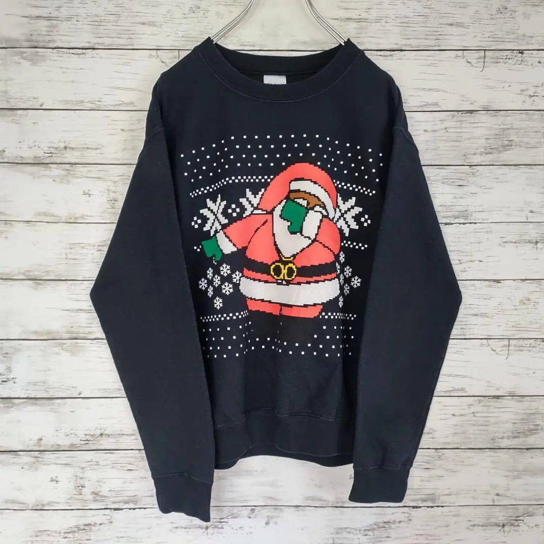 Vintage GILDAN Sweatshirt Santa Christmas Black S