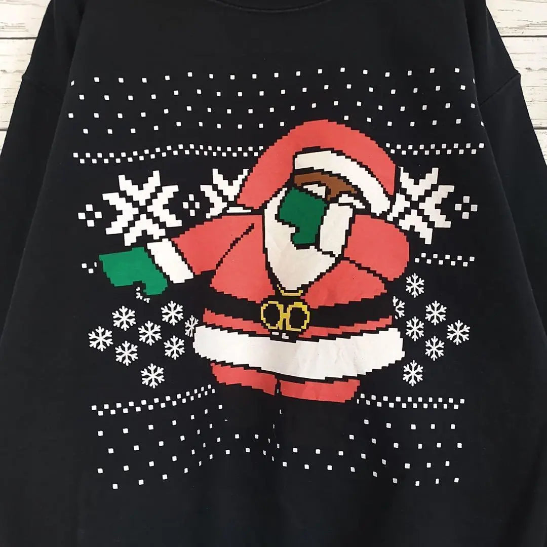 Vintage GILDAN Sweatshirt Santa Christmas Black S