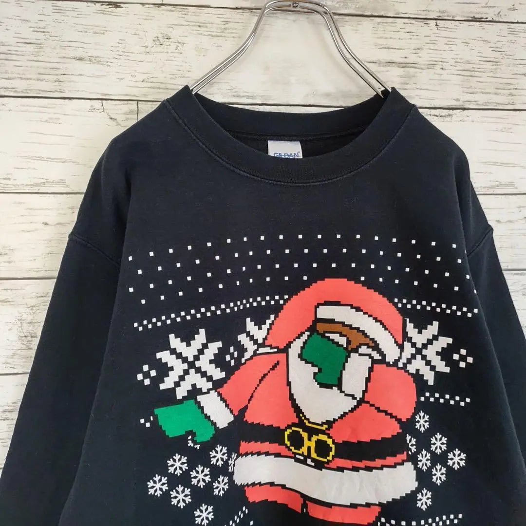 Vintage GILDAN Sweatshirt Santa Christmas Black S