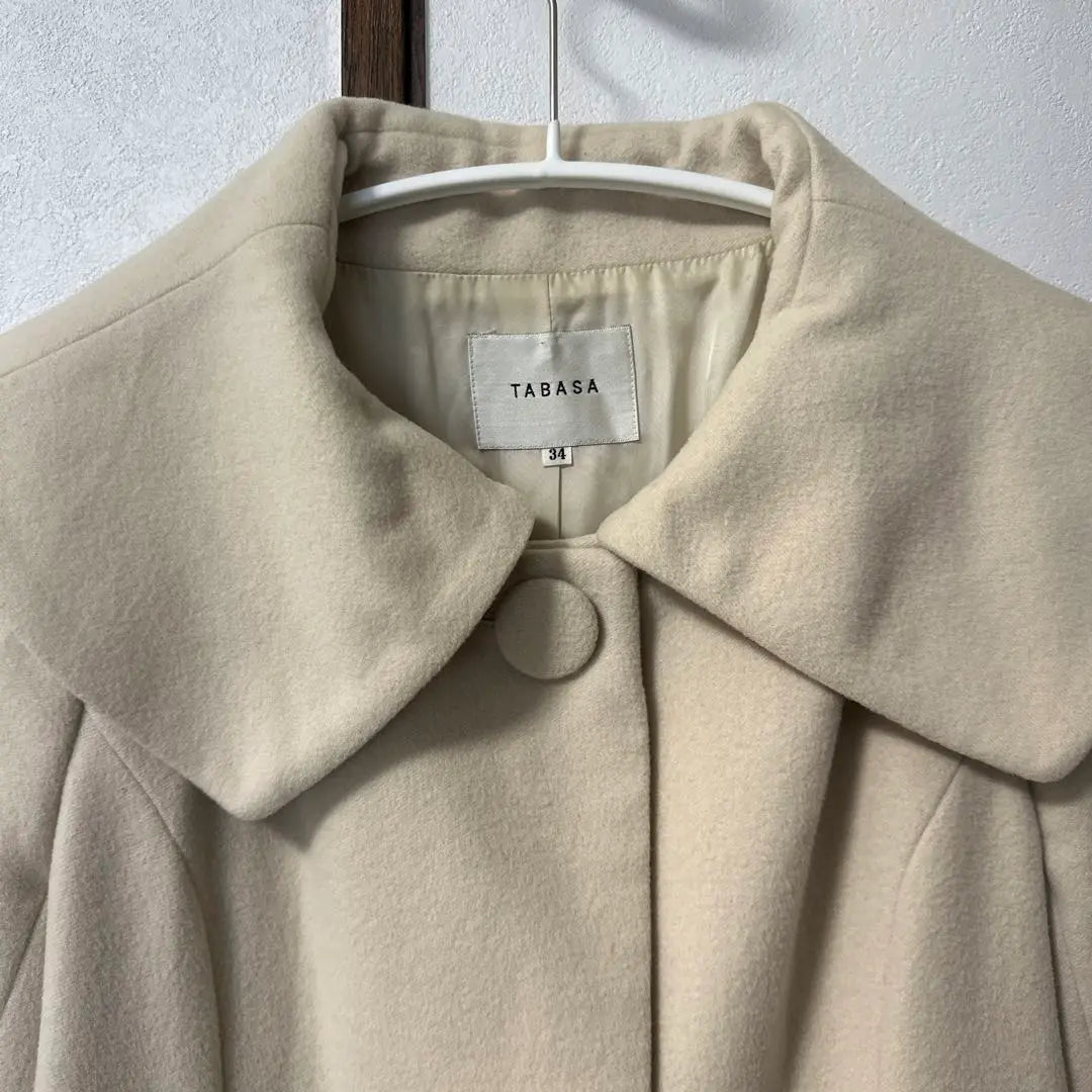 TABASA Long Coat Size 34 Off-White Cream Women