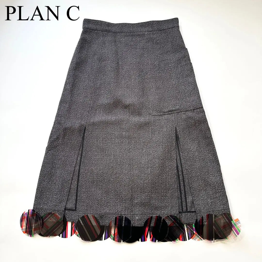 Prancy PLAN C Long Skirt Size 42 L Check Sequin