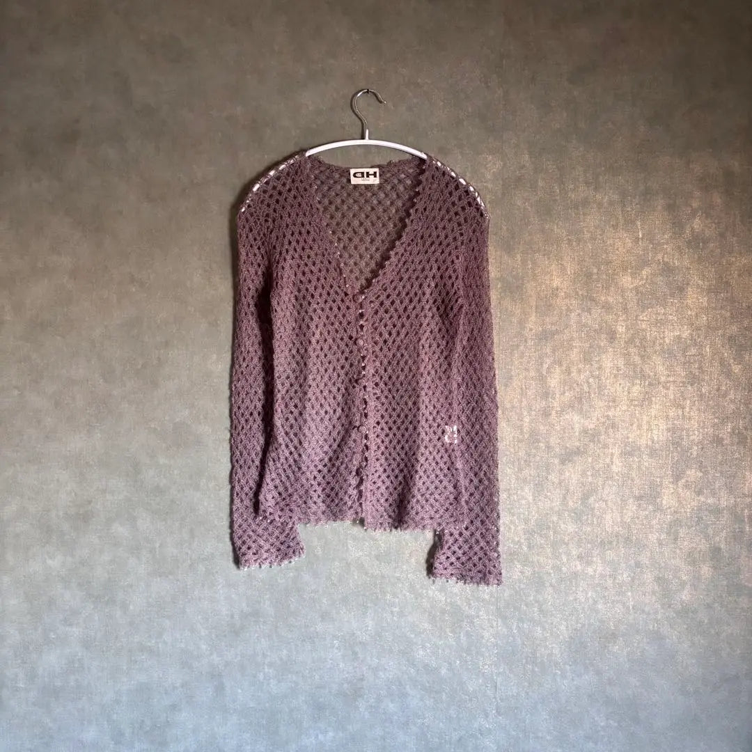 Showa retro cardigan, mohair, glass ball, knitted knit, Heisei retro, gal