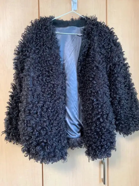 [Price reduction] Fur coat Poodle coat Outerwear Dark gray