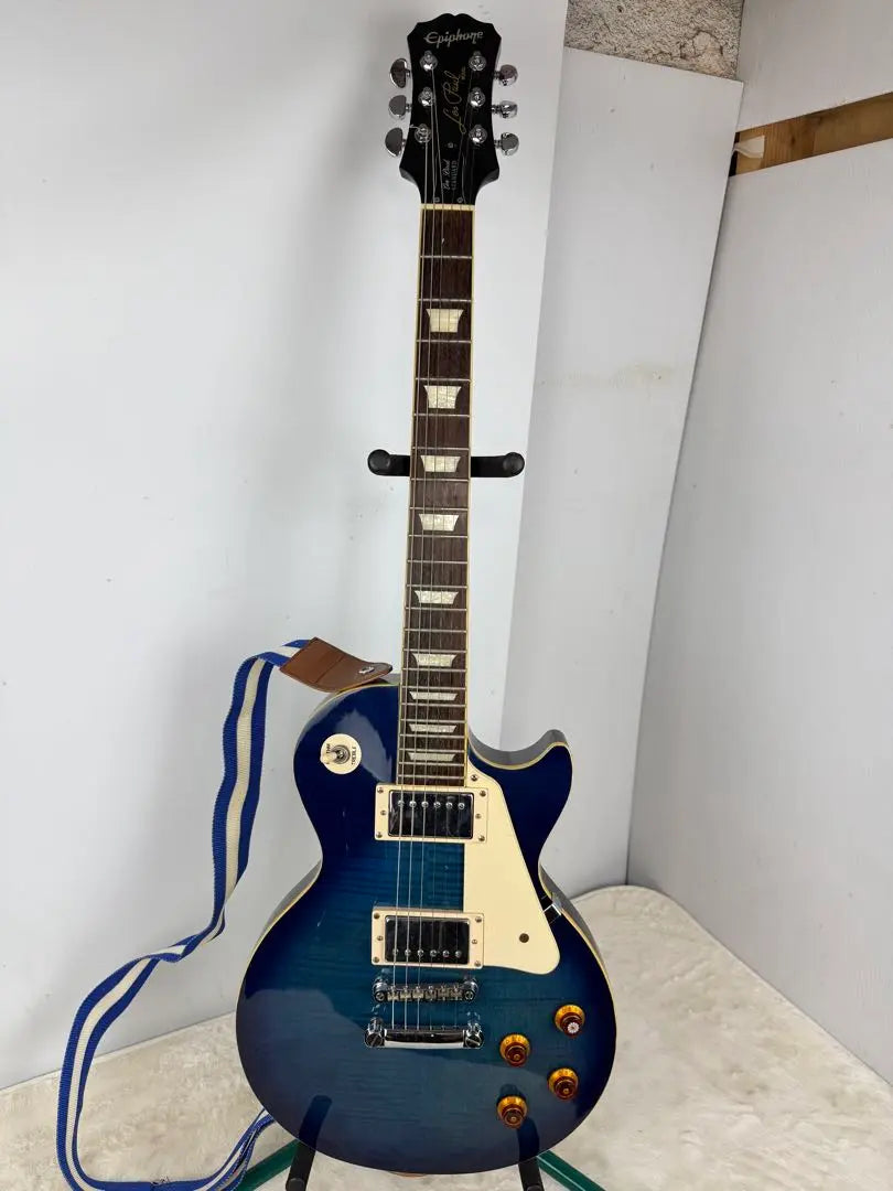 Rara guitarra eléctrica Epifon Les Paul Standard Trans Blue Gibson | 希少 エピフォン レスポールスタンダード トランスブルー エレキギター ギブソン