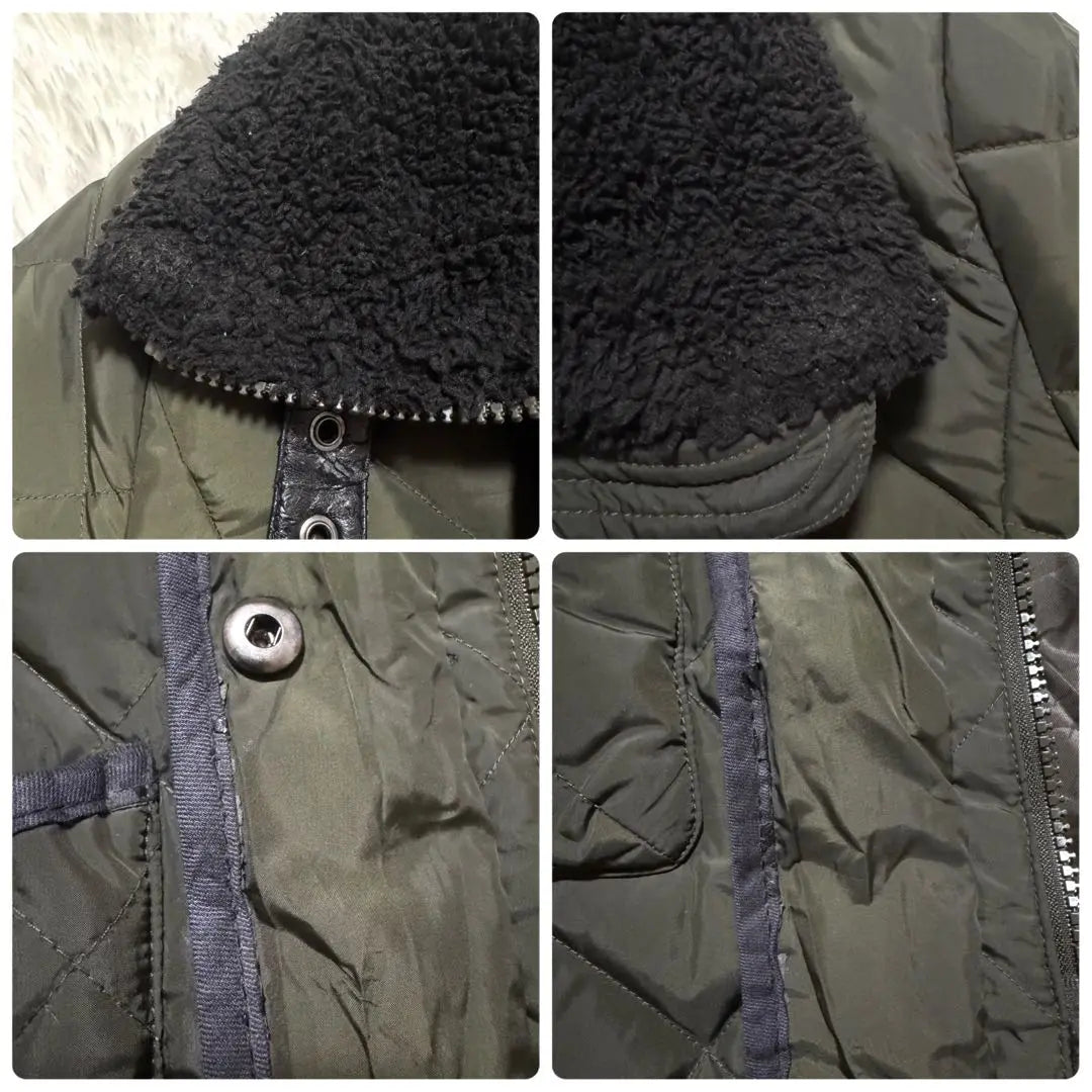 Ralph Lauren Collar Boa Fleece Quilted Down Coat Khaki S