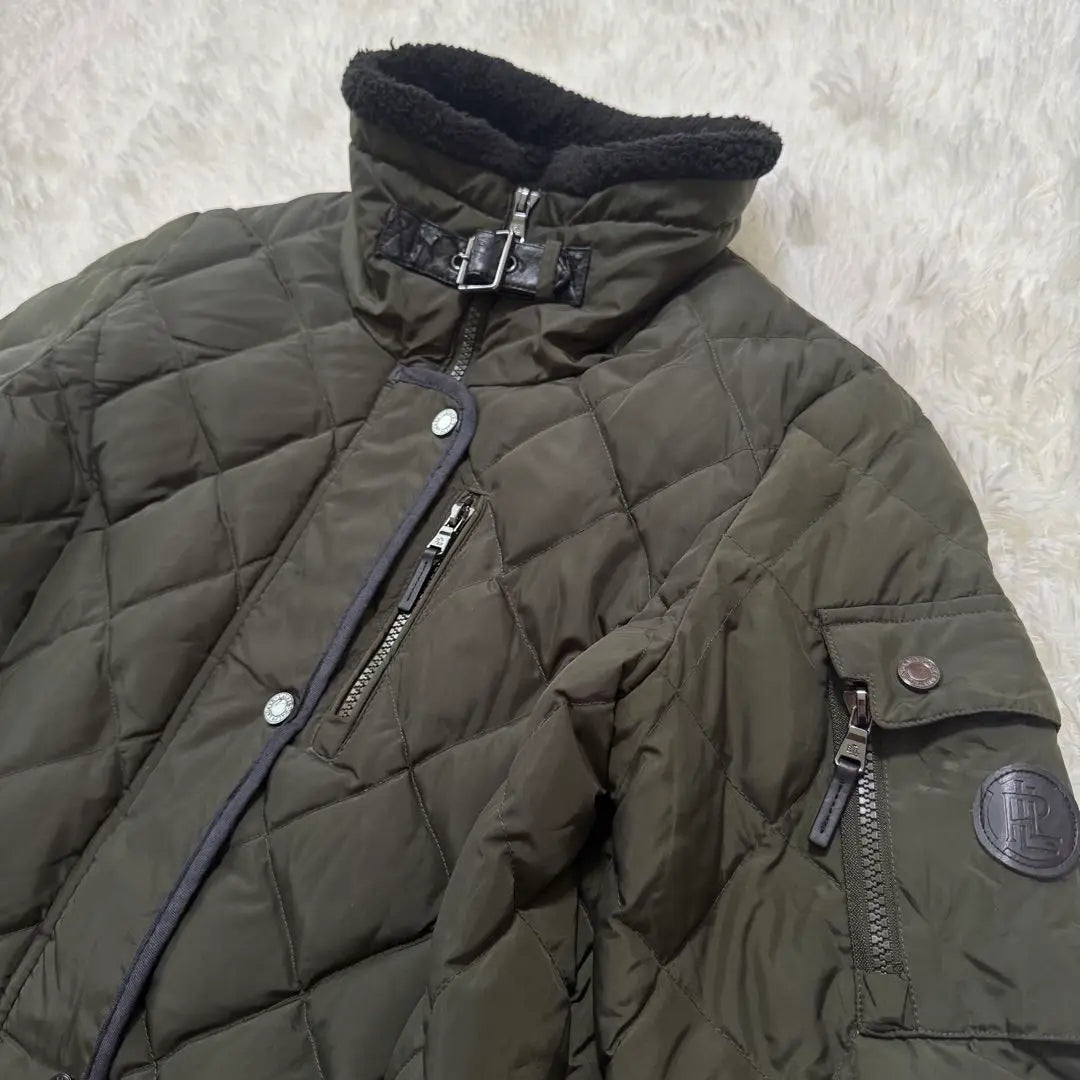 Ralph Lauren Collar Boa Fleece Quilted Down Coat Khaki S