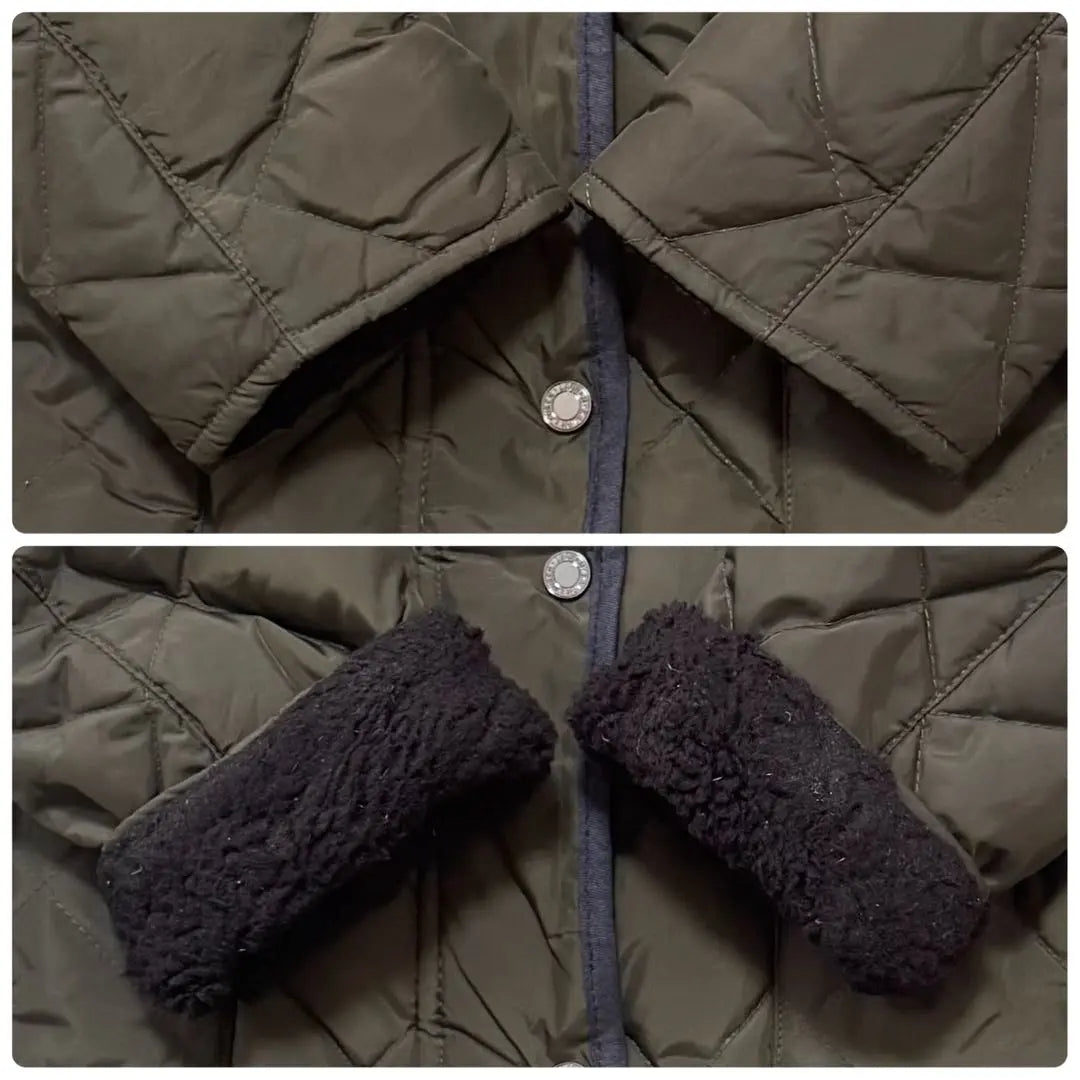 Ralph Lauren Collar Boa Fleece Quilted Down Coat Khaki S