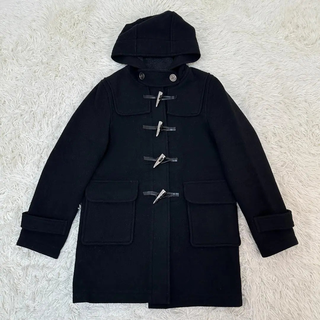 Ginasis Wool Blend Material Metal Toggle Black Duffle Coat Free