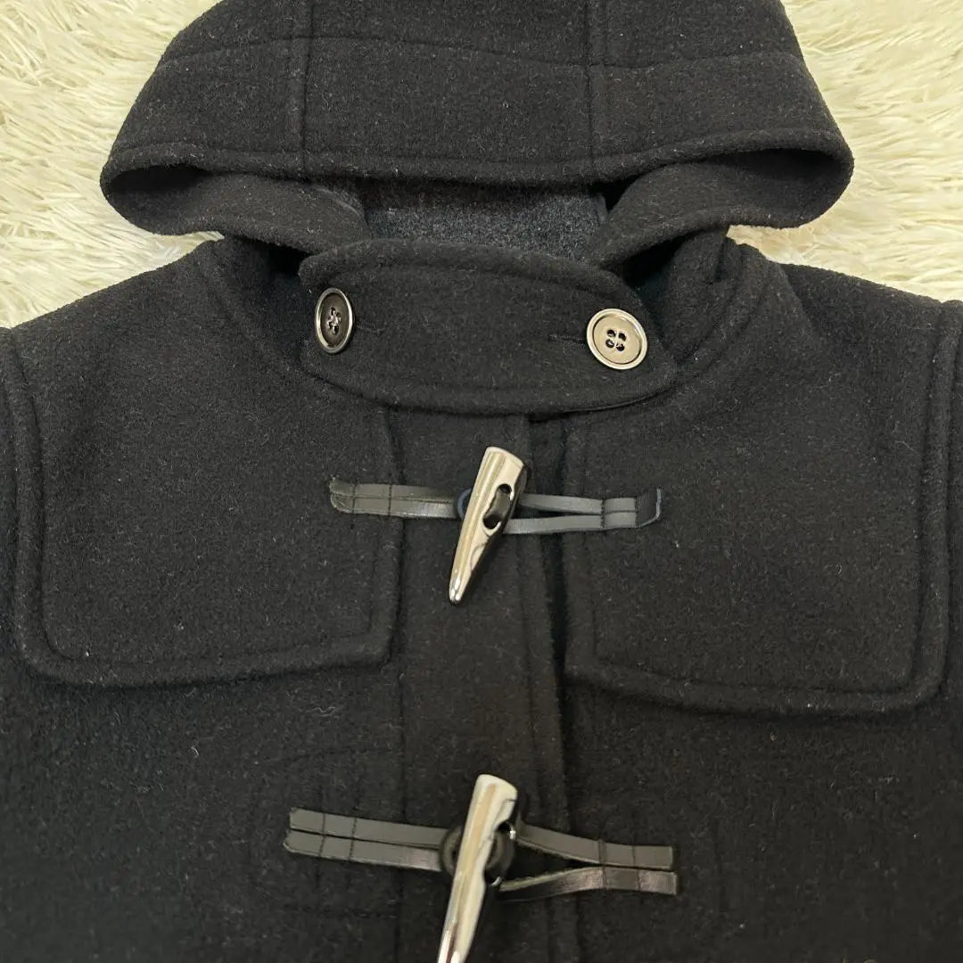 Ginasis Wool Blend Material Metal Toggle Black Duffle Coat Free