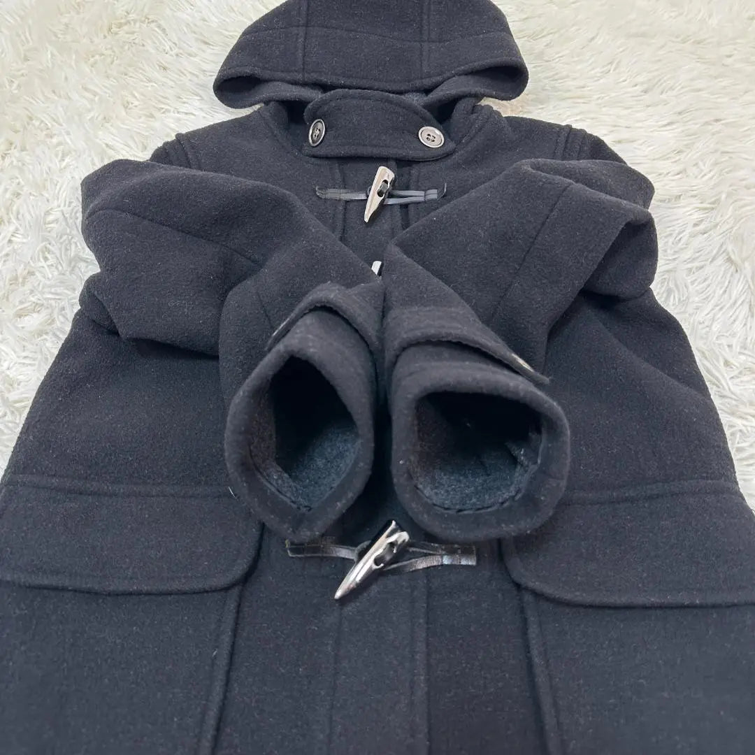 Ginasis Wool Blend Material Metal Toggle Black Duffle Coat Free