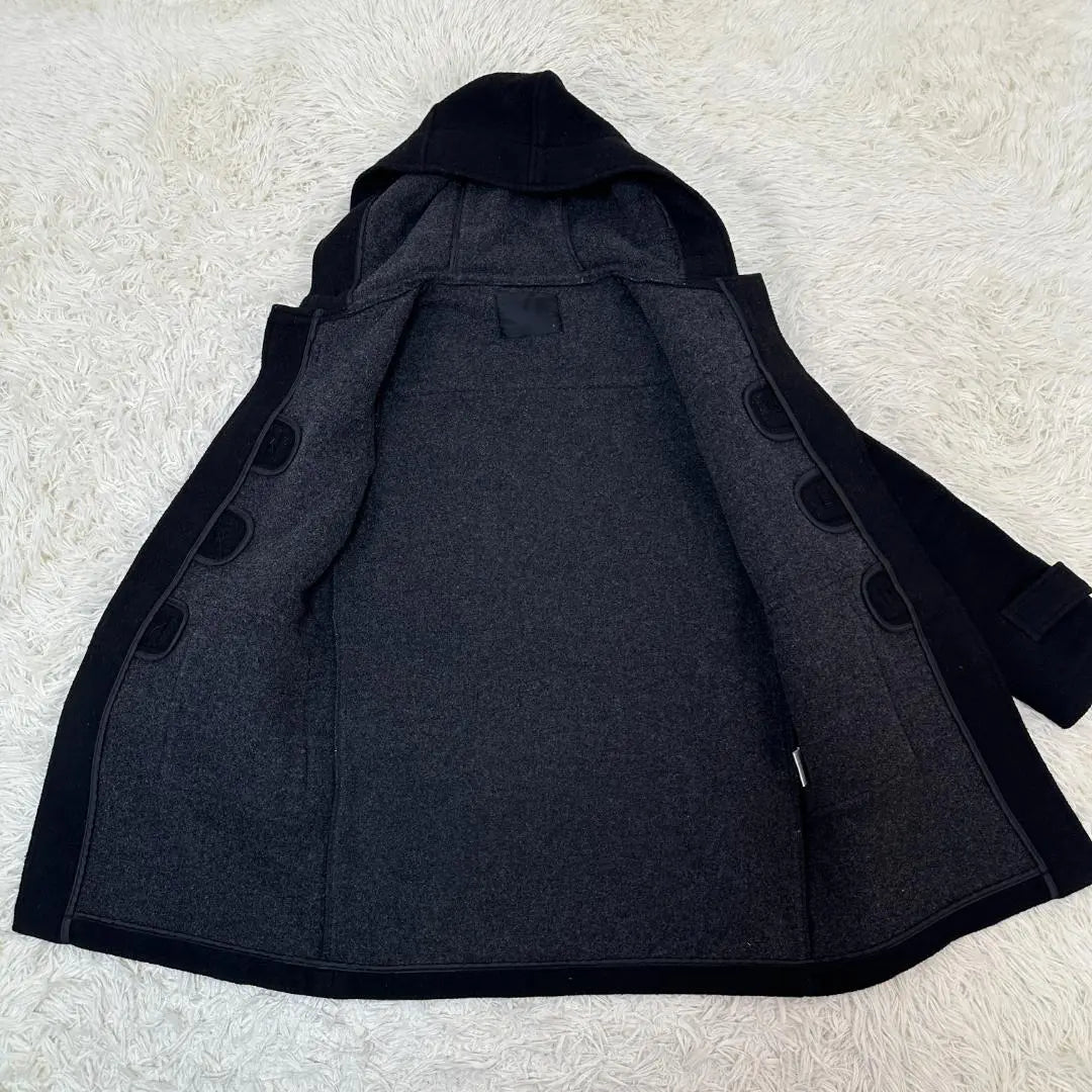 Ginasis Wool Blend Material Metal Toggle Black Duffle Coat Free