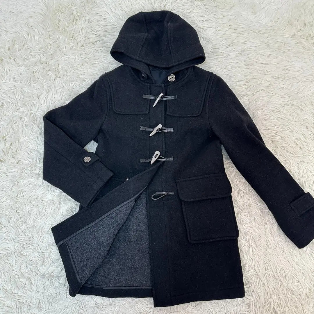 Ginasis Wool Blend Material Metal Toggle Black Duffle Coat Free