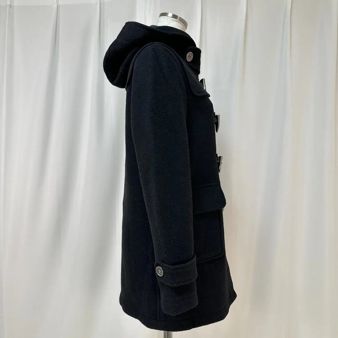 Ginasis Wool Blend Material Metal Toggle Black Duffle Coat Free