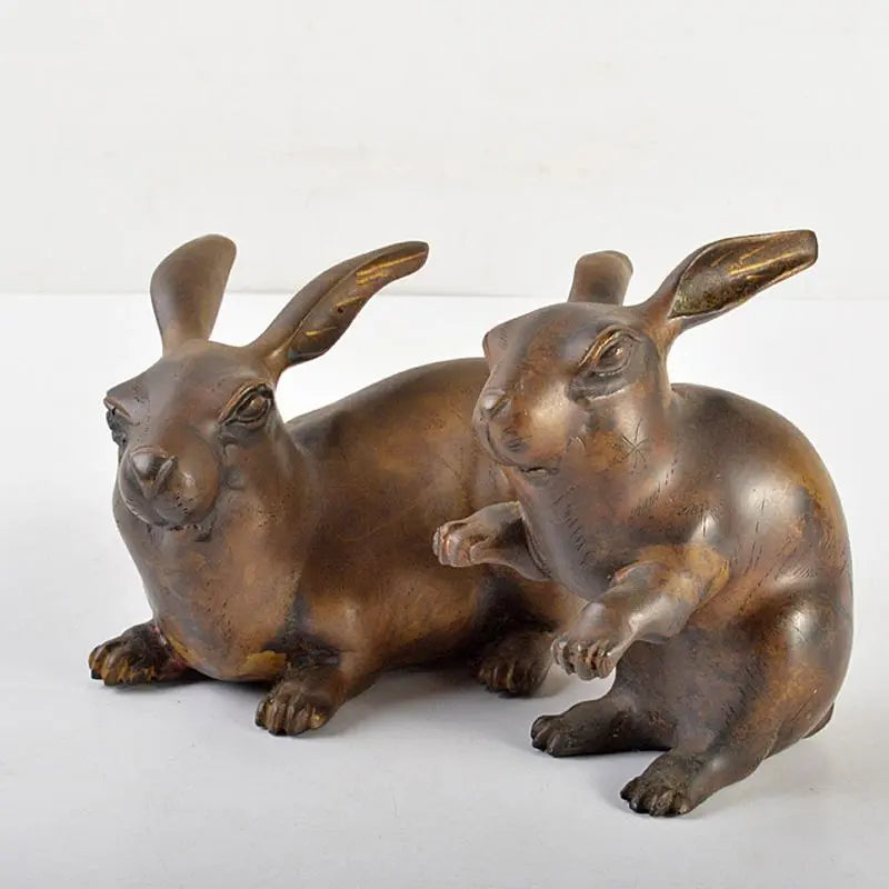 Bronze statue, ancient copper, rabbit, single piece ornament, total weight approx. 2076g, D, R7486