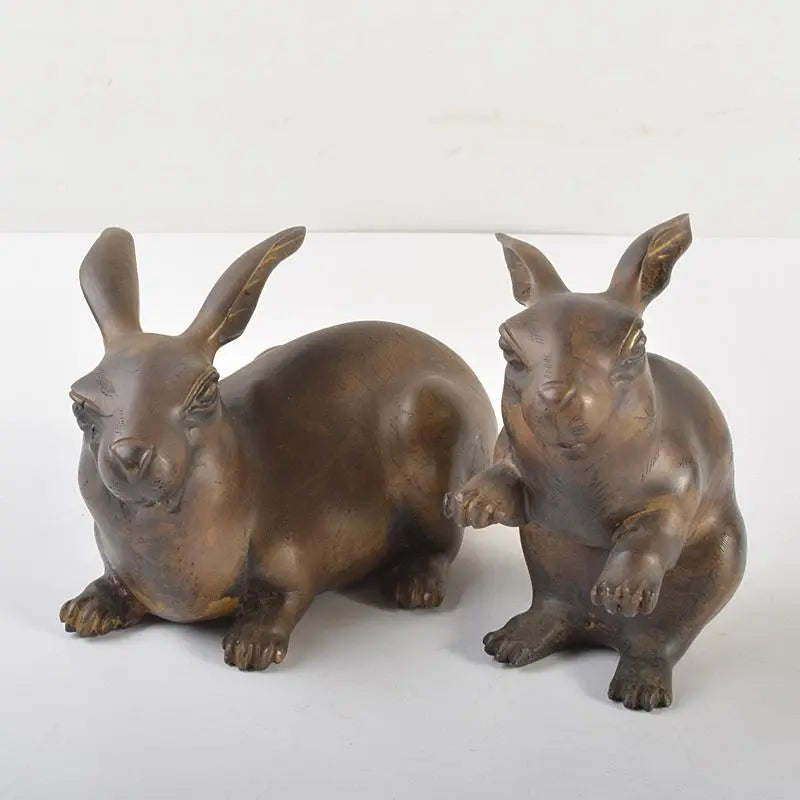 Bronze statue, ancient copper, rabbit, single piece ornament, total weight approx. 2076g, D, R7486