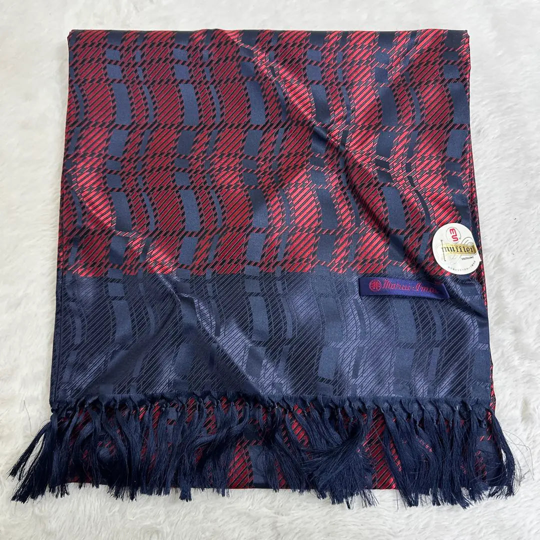 ★Tag included/unused★Muffler, stole, 100% silk, silk, check pattern