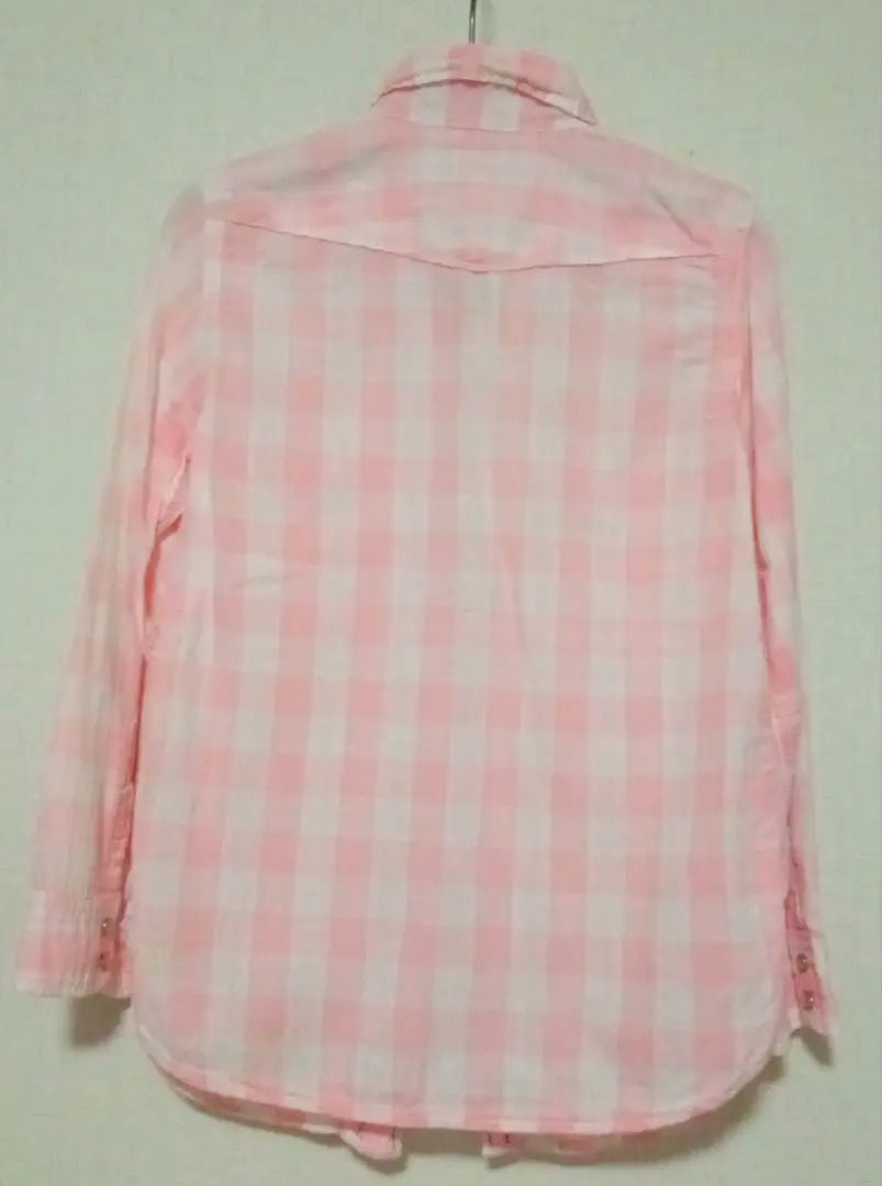 Denim Dungaree Pink Check Shirt 130