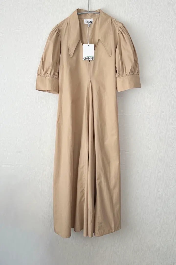 [New] GANNI GANNI Brown Short Sleeve Long Dress