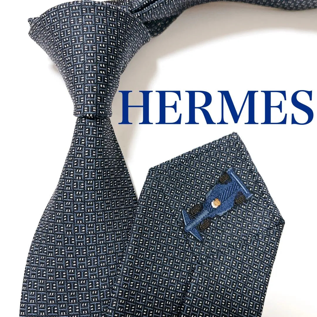 Beautiful Hermes tie high brand H pattern Fasone glossy jacquard rare