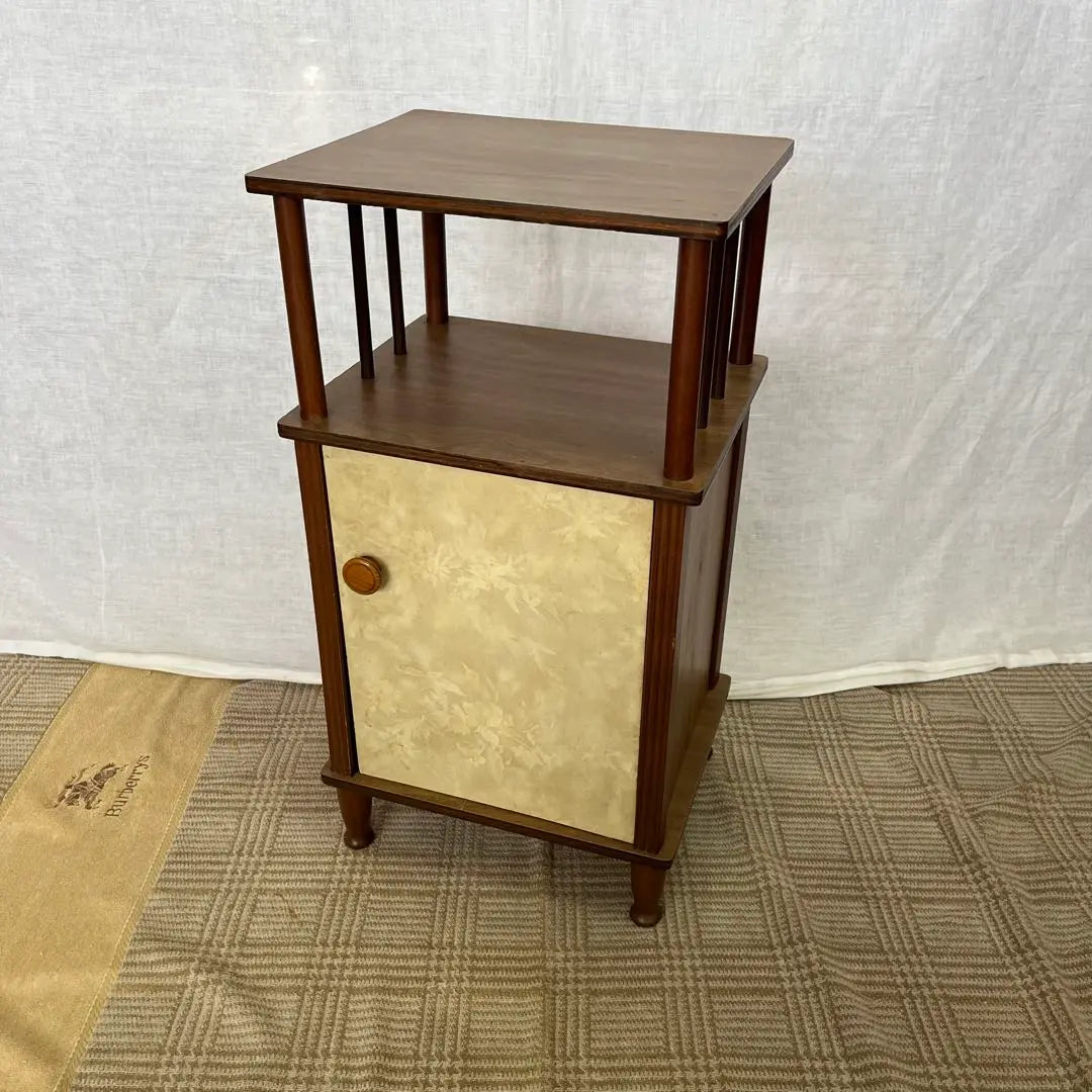 [Antiguo] Consola de mesa auxiliar con soporte para fax Odai y teléfono retro Showa