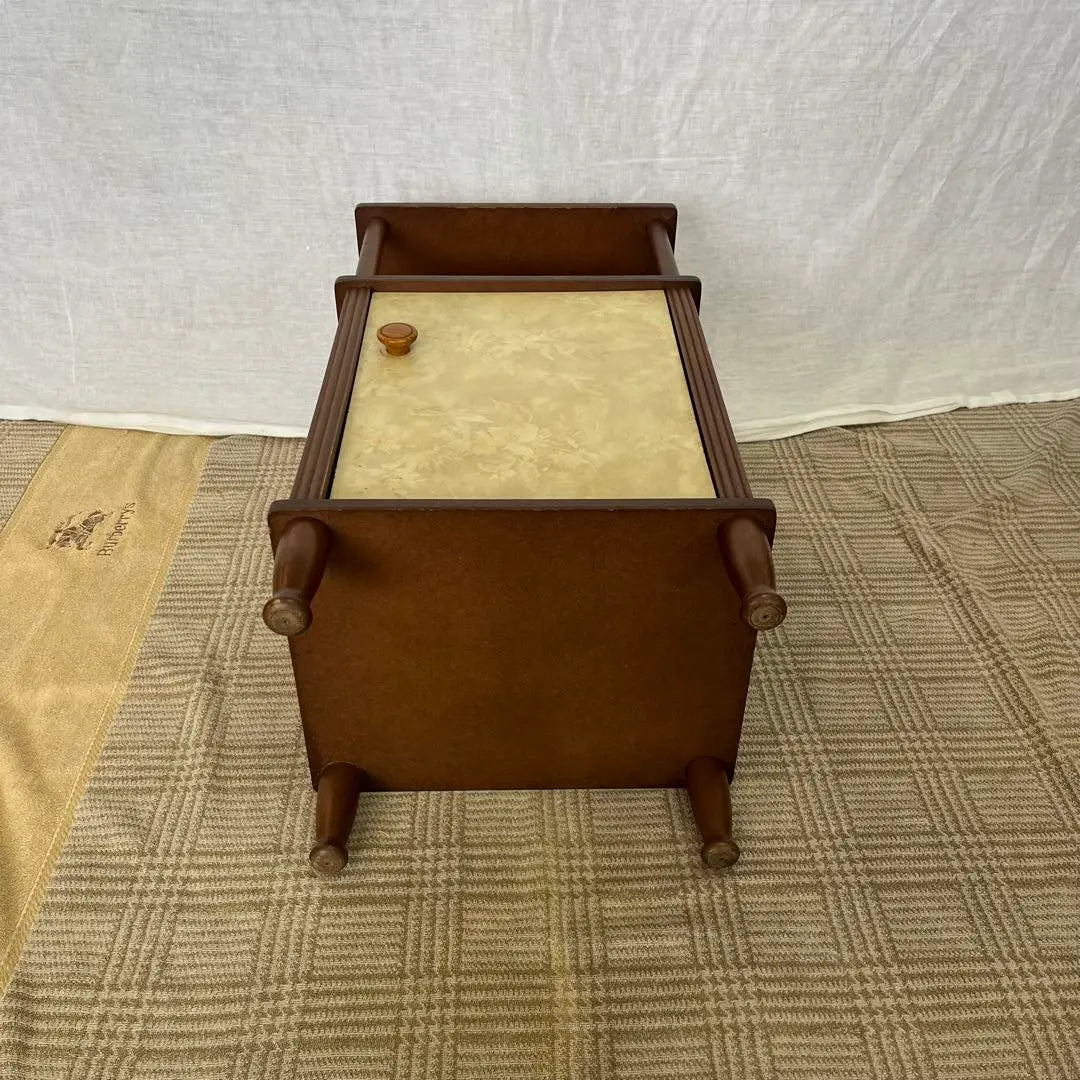 [Antiguo] Consola de mesa auxiliar con soporte para fax Odai y teléfono retro Showa