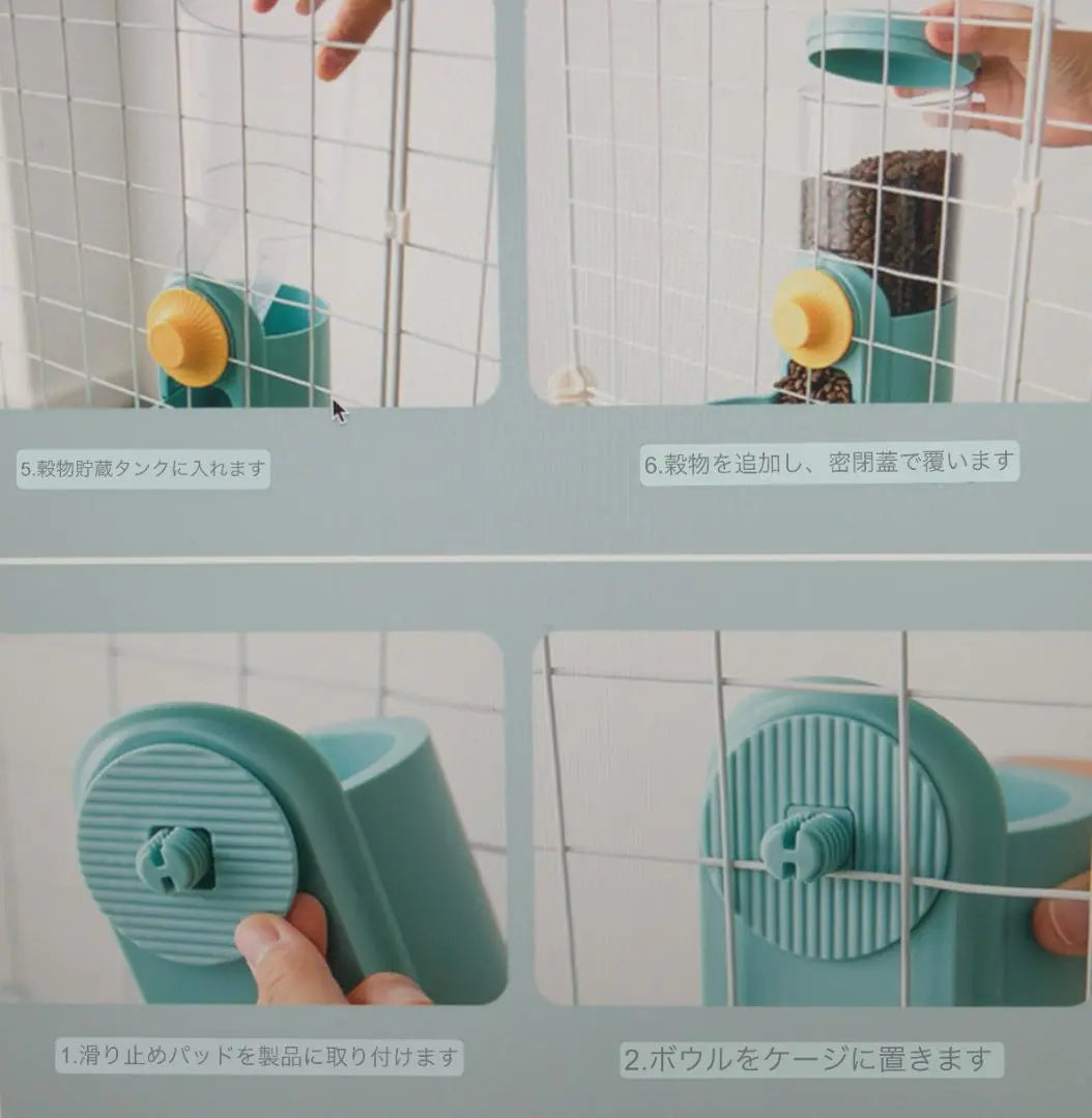 Automatic water supply (blue) Cage installation Dog Cat Watering Pet