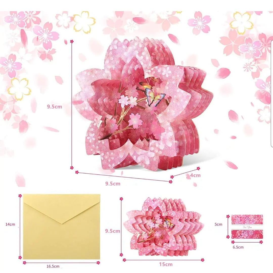 ❤️2 juegos❤️Tarjeta de felicitación con diseño de flor de cerezo❤️Tarjeta desplegable 3D