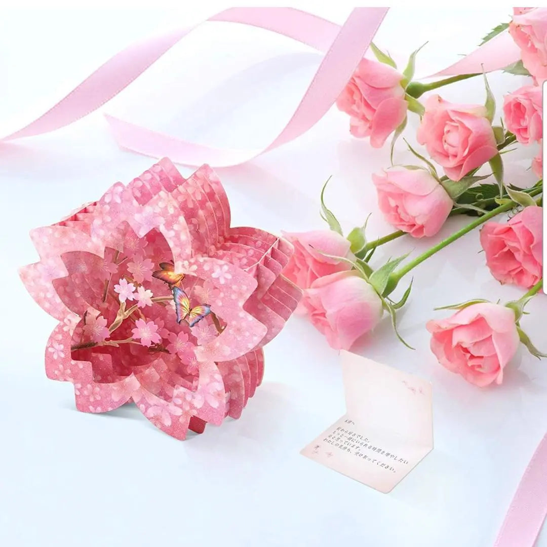 ❤️2 sets❤️Cherry Blossom Greeting Card ❤️3D 3D Pop-up Card