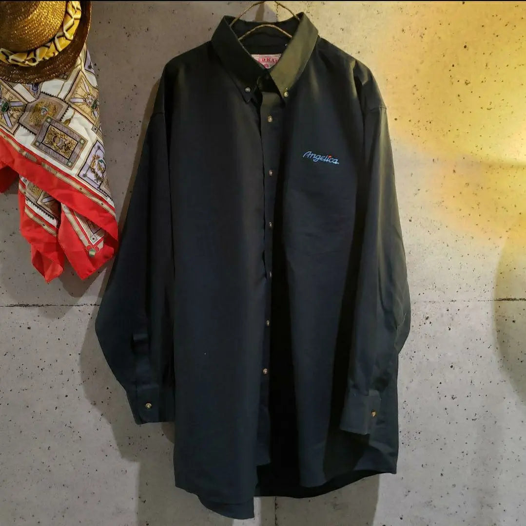 RED KAP Black Button Down Work Shirt Red Cap Old Wear