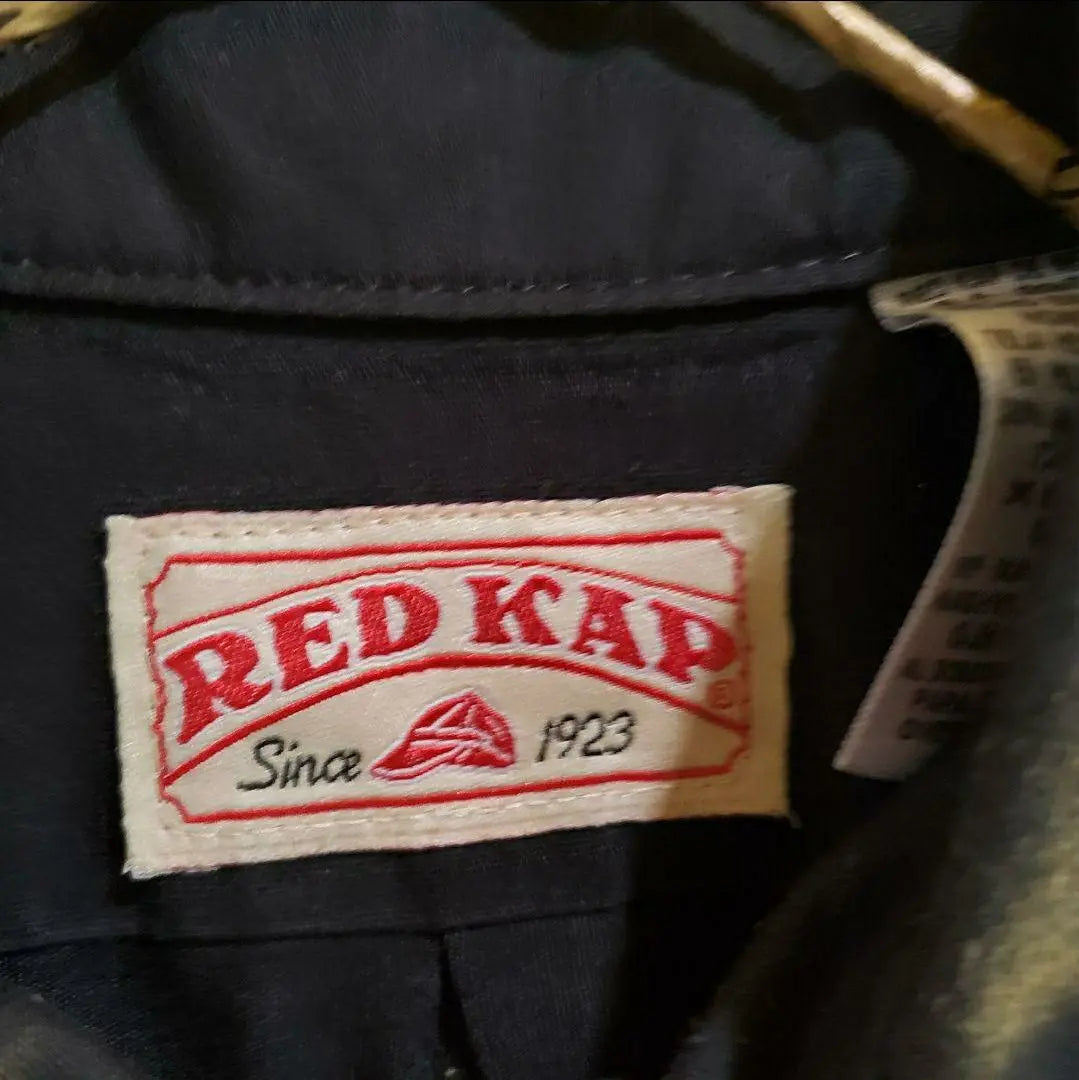 RED KAP Black Button Down Work Shirt Red Cap Old Wear