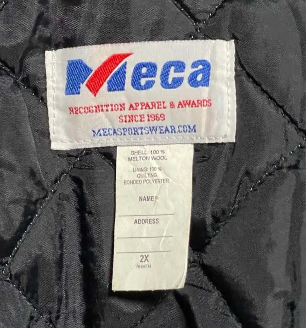 MECA Stadium Wool Jacket Men 2X Gray Blouson Embroidery | Meca スタジャン ウールジャケット メンズ2X グレー青　ブルゾン　刺繍古着