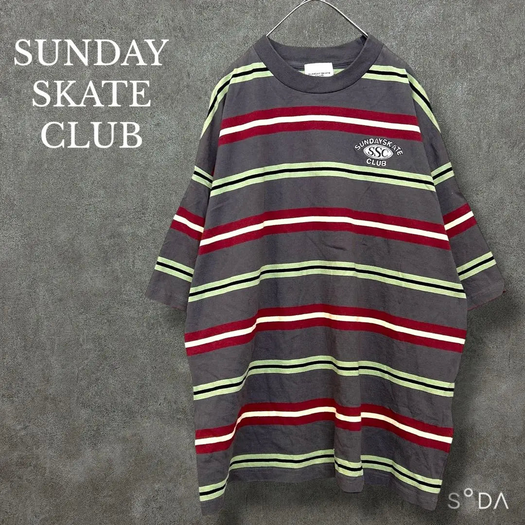 Sunday Skate Club [Men's M] Border T-shirt Cut and sew 100 Cotton Y2K