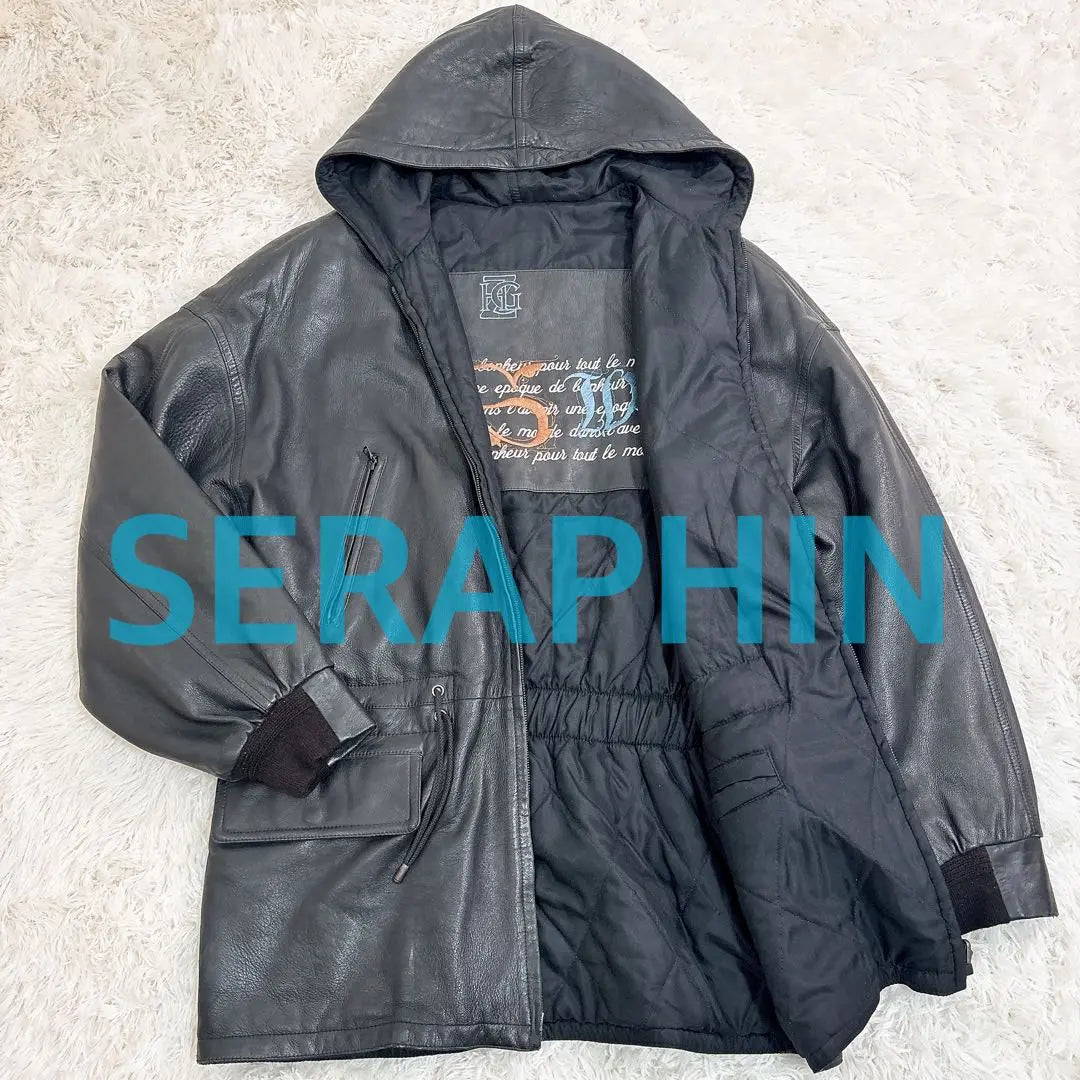 ✨ With hood ✨ Serafan leather jacket with hood French 50 L equivalent | ✨フード付き✨ セラファン レザージャケット フード付 フランス製 50 L相当