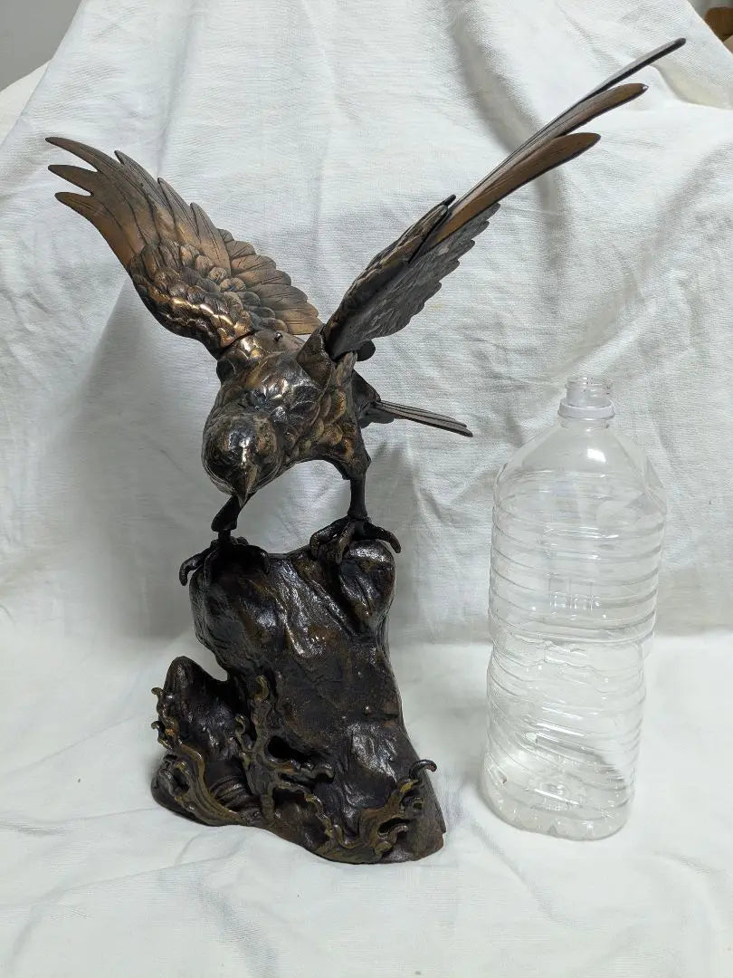 Hawk Ornament Metal Carving Height approx. 50cm approx. 7kg [Used]