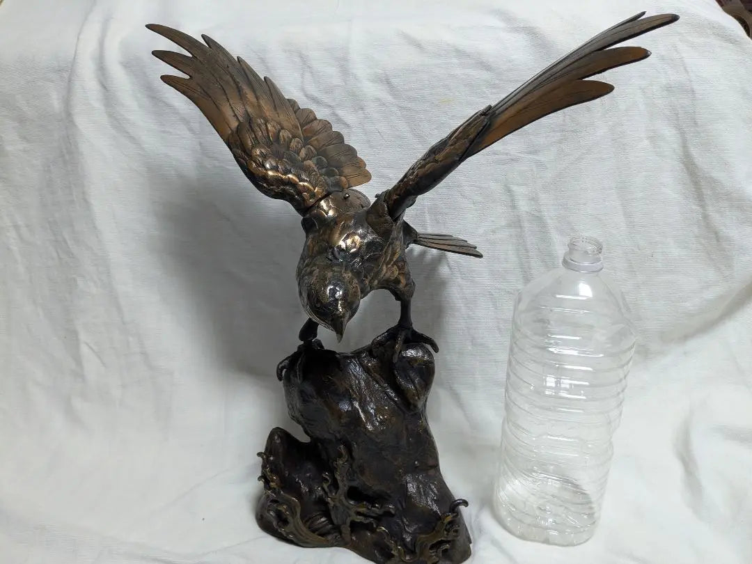 Hawk Ornament Metal Carving Height approx. 50cm approx. 7kg [Used]