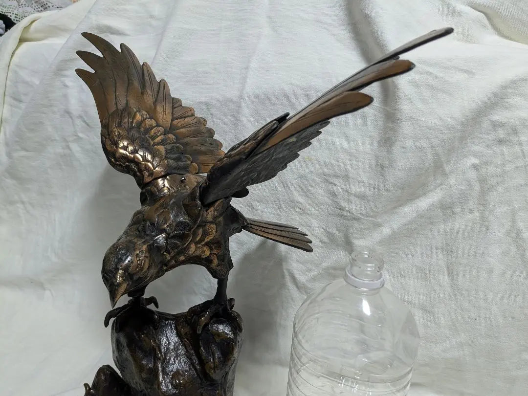 Hawk Ornament Metal Carving Height approx. 50cm approx. 7kg [Used]