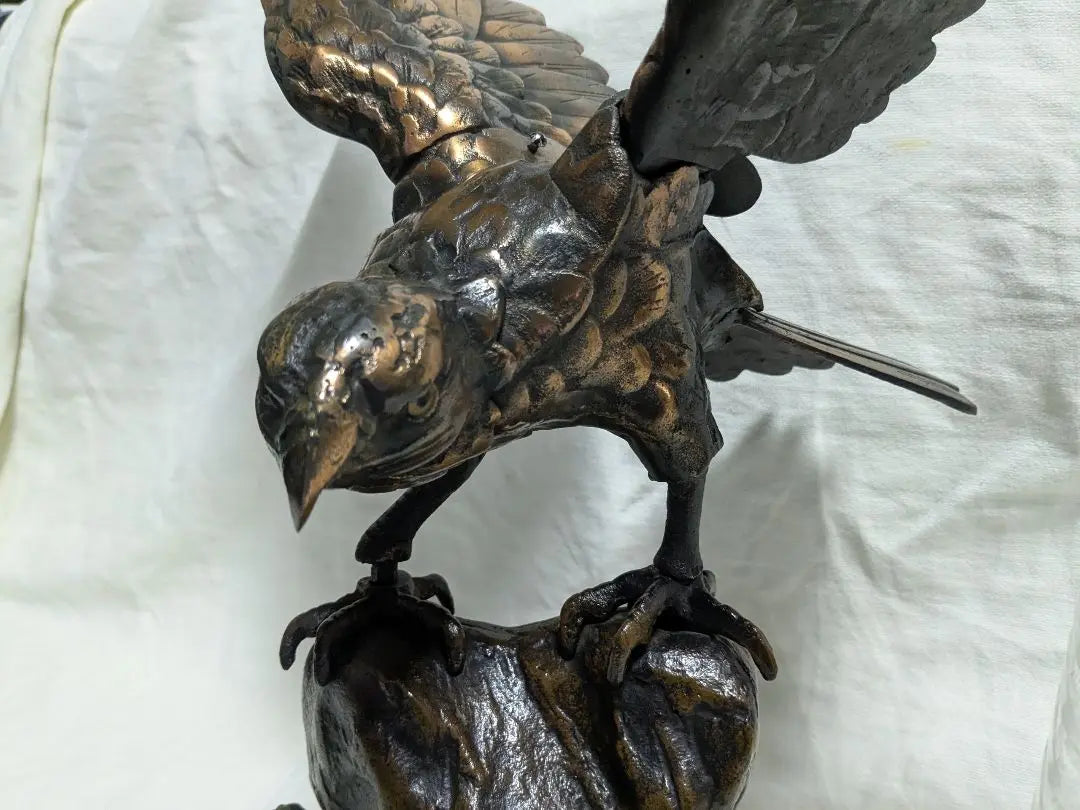 Hawk Ornament Metal Carving Height approx. 50cm approx. 7kg [Used]