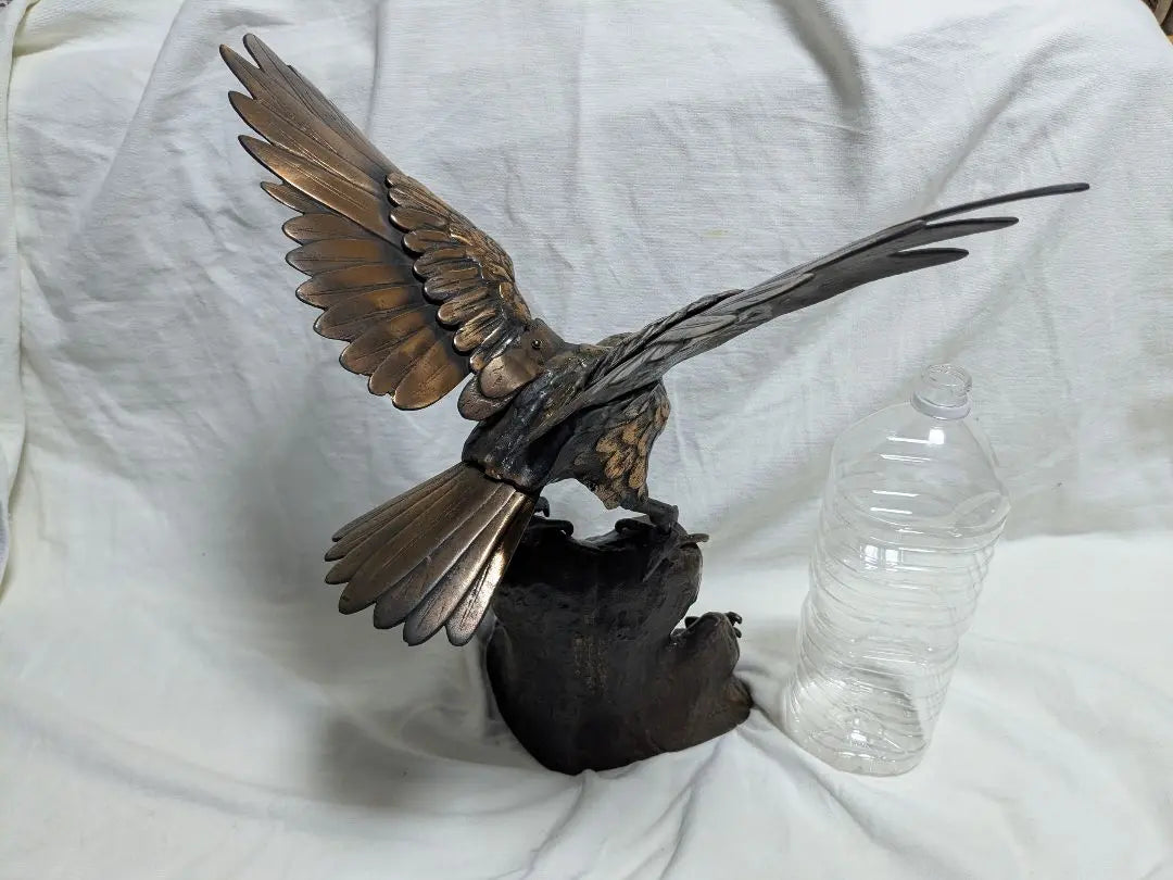 Hawk Ornament Metal Carving Height approx. 50cm approx. 7kg [Used]