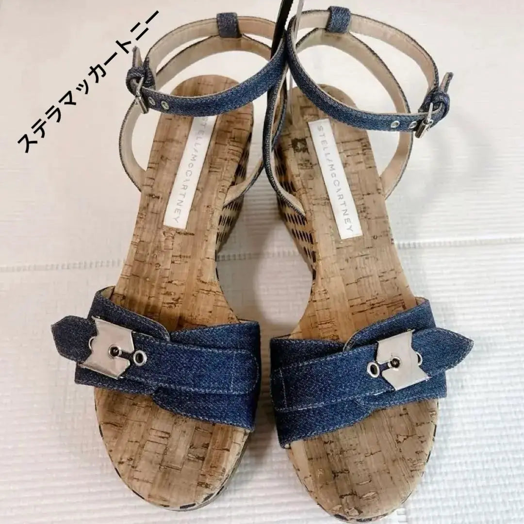 STELLA McCARTNEY Sandals, Thick Sole, Denim, Cork Sole