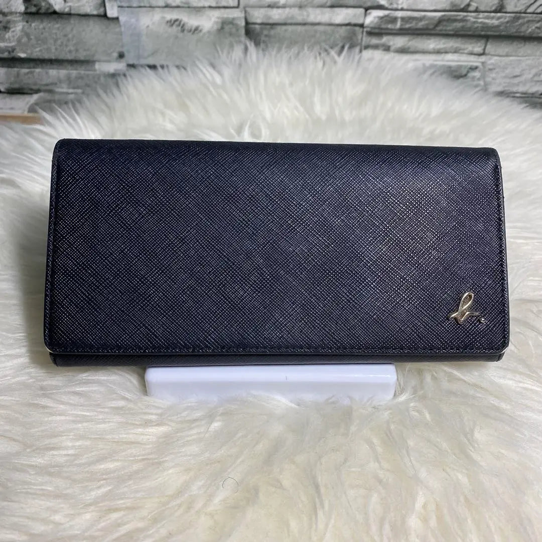 Good condition agnes b. Agnes b. long wallet leather black x yellow