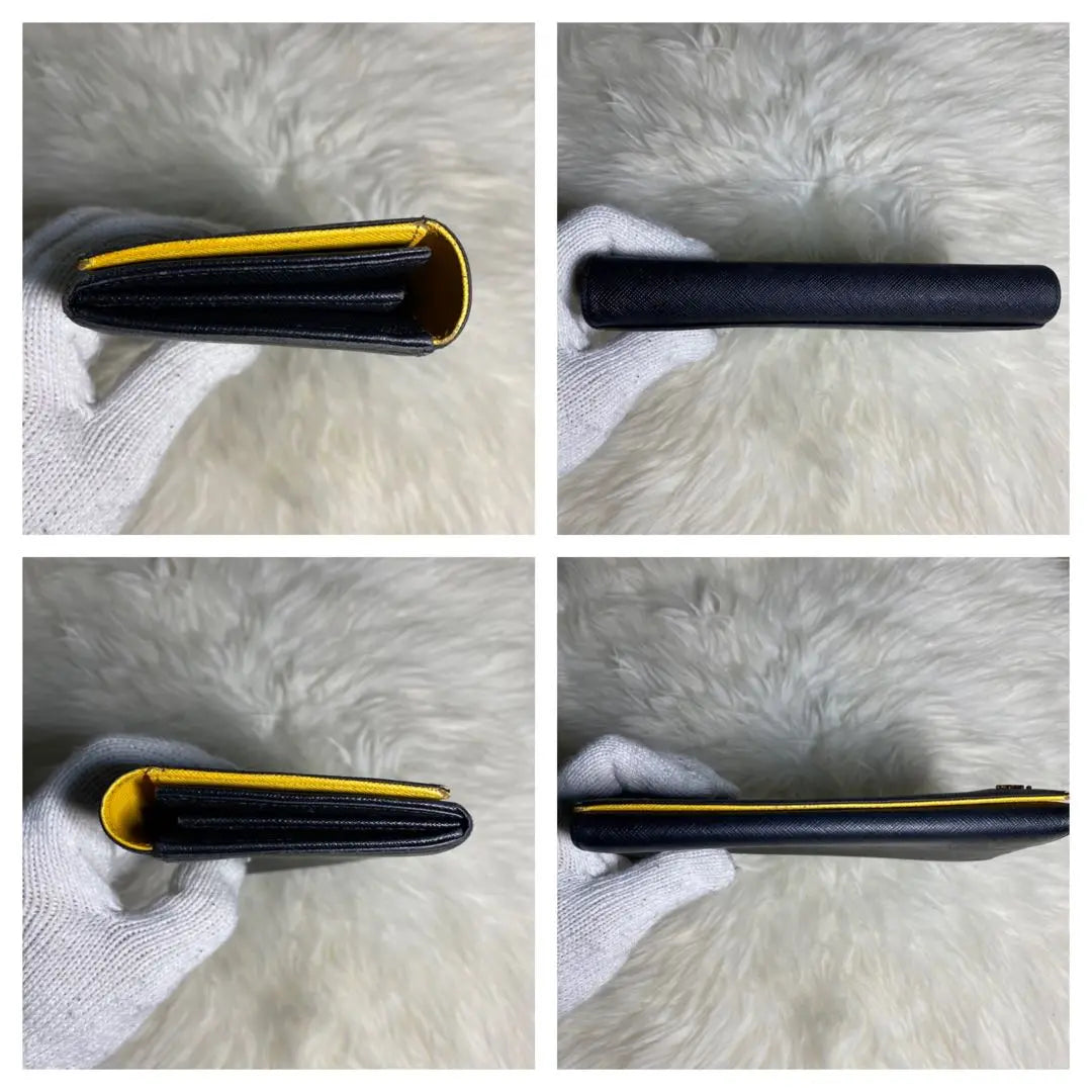 Good condition agnes b. Agnes b. long wallet leather black x yellow