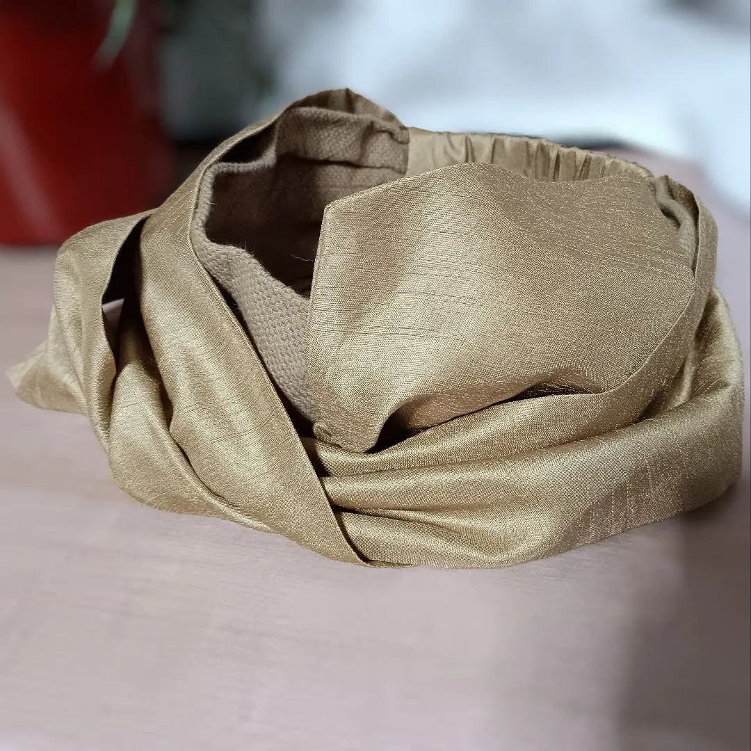 Linen/Jute x Silk Ribbon Hair Band Beige ①