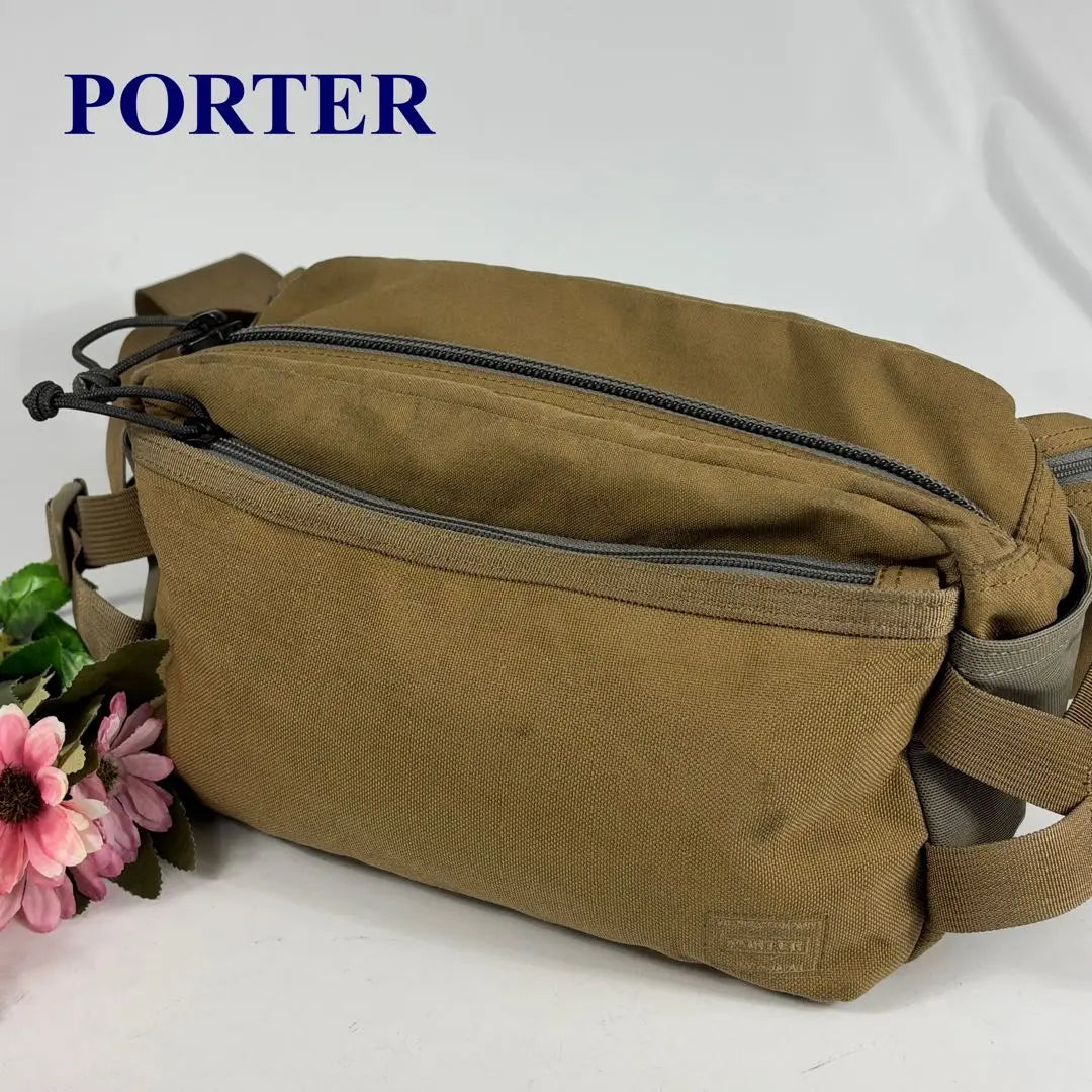 PORTER Porter Waist Bag STEALTH Brown Large Capacity