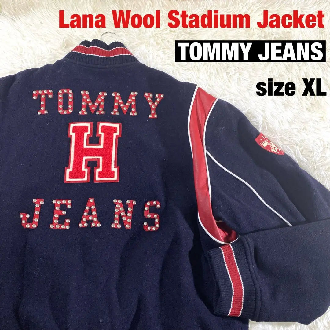 [TOMMY JEANS] Embroidered Stadium Jacket LANA Wool sizeXL