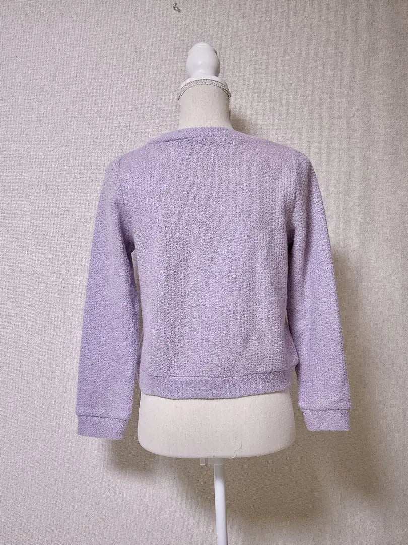 COLZA Colza Flower Visue Long Sleeve Knit Glitter Purple Feminine | COLZA　コルザ　フラワービジュー　長袖ニット　キラキラ　パープル　フェミニン