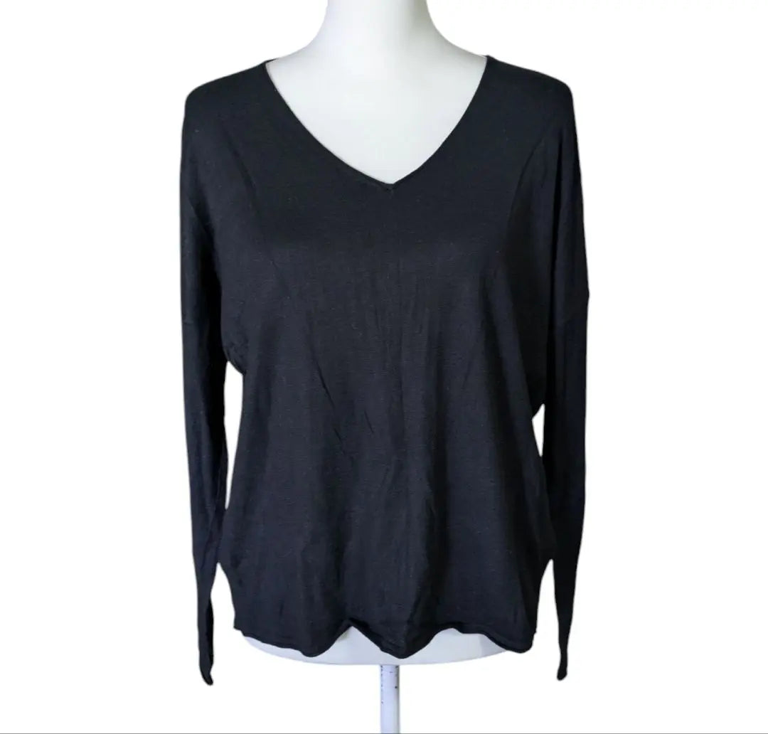 MOUSSY Black V-neck Long Sleeve Top Knit Free Size