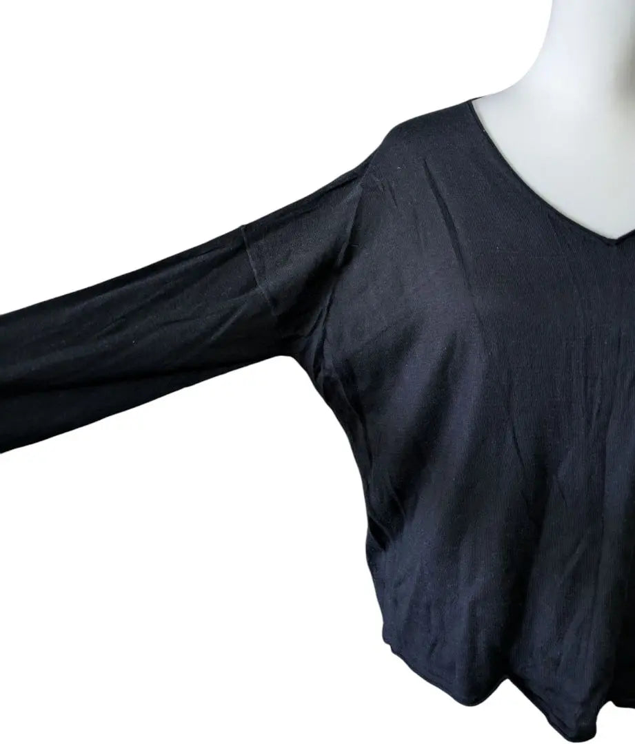 MOUSSY Black V-neck Long Sleeve Top Knit Free Size