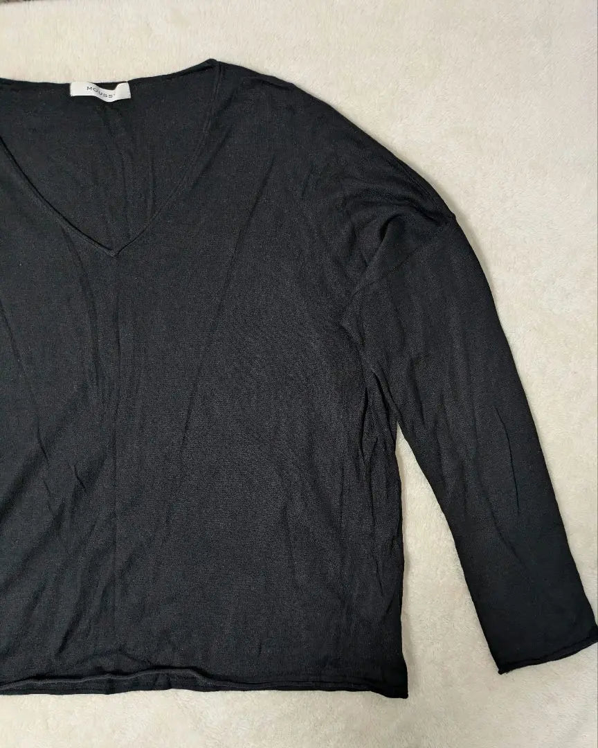 MOUSSY Black V-neck Long Sleeve Top Knit Free Size