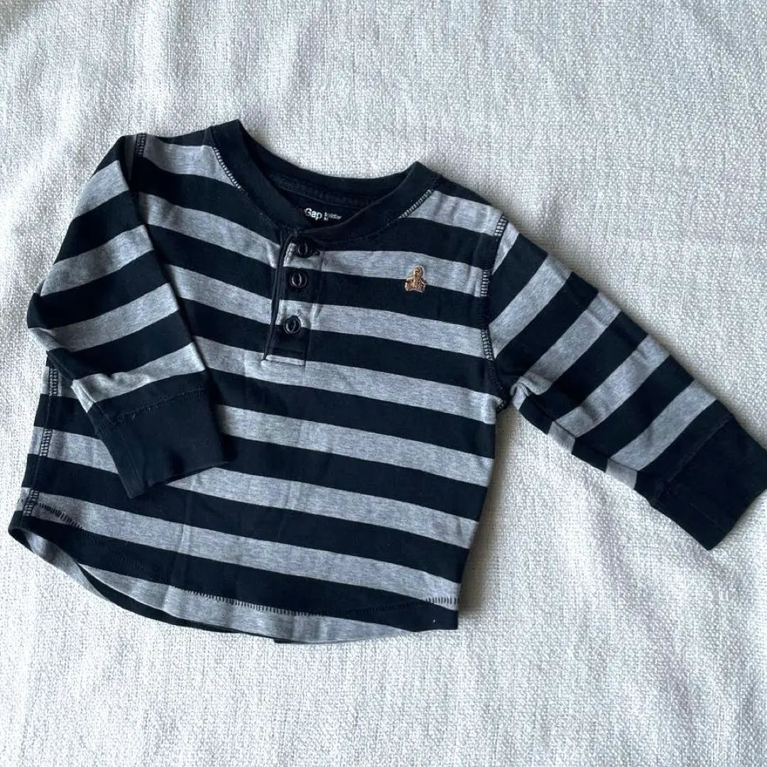 BabyGAP Gap Camiseta larga con bordado de oso y borde 80